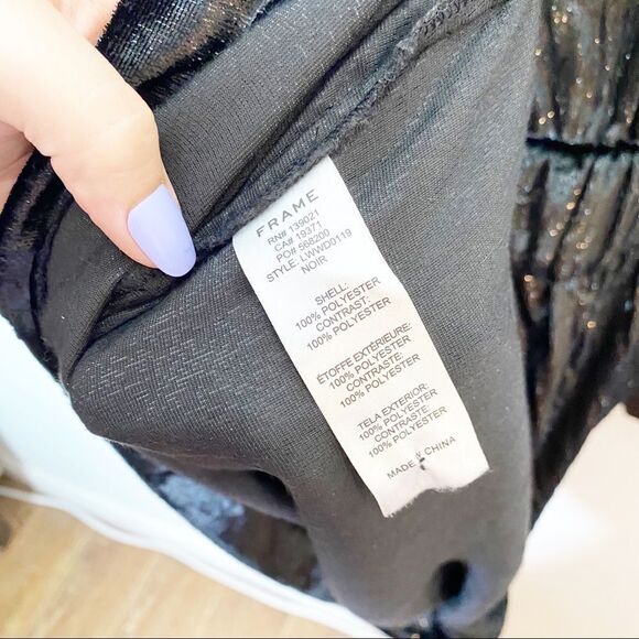 Frame Black Metallic Velvet Cocktail Dress Size 8 - Picture 8 of 8